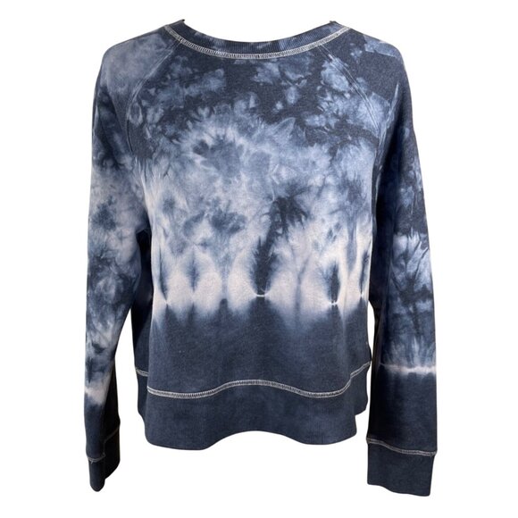 Joy Lab Sweatshirt Cropped Tie Dye Blue White XS Extra Small Crew Neck - Picture 1 of 5